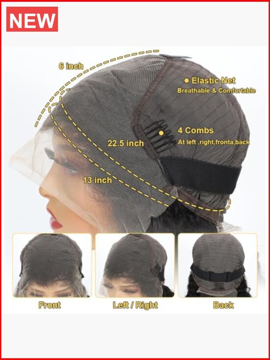 13x6 Deep Wave Lace Front Wig Human Hair 200 Density Pre Plucked Glueless main image 4